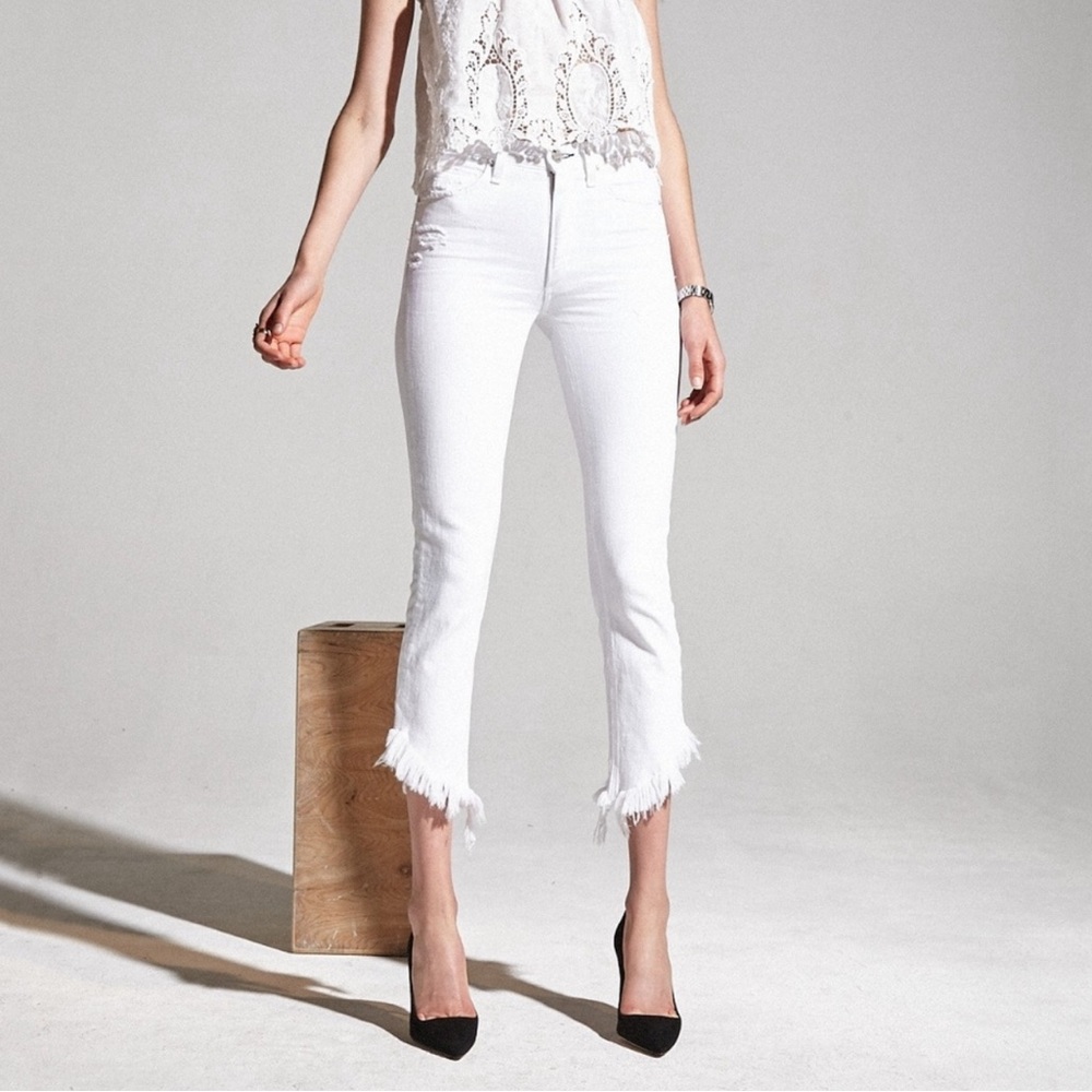 McGuire Valletta Straight White Crop High Rise Straight Leg Jeans Sz 25
